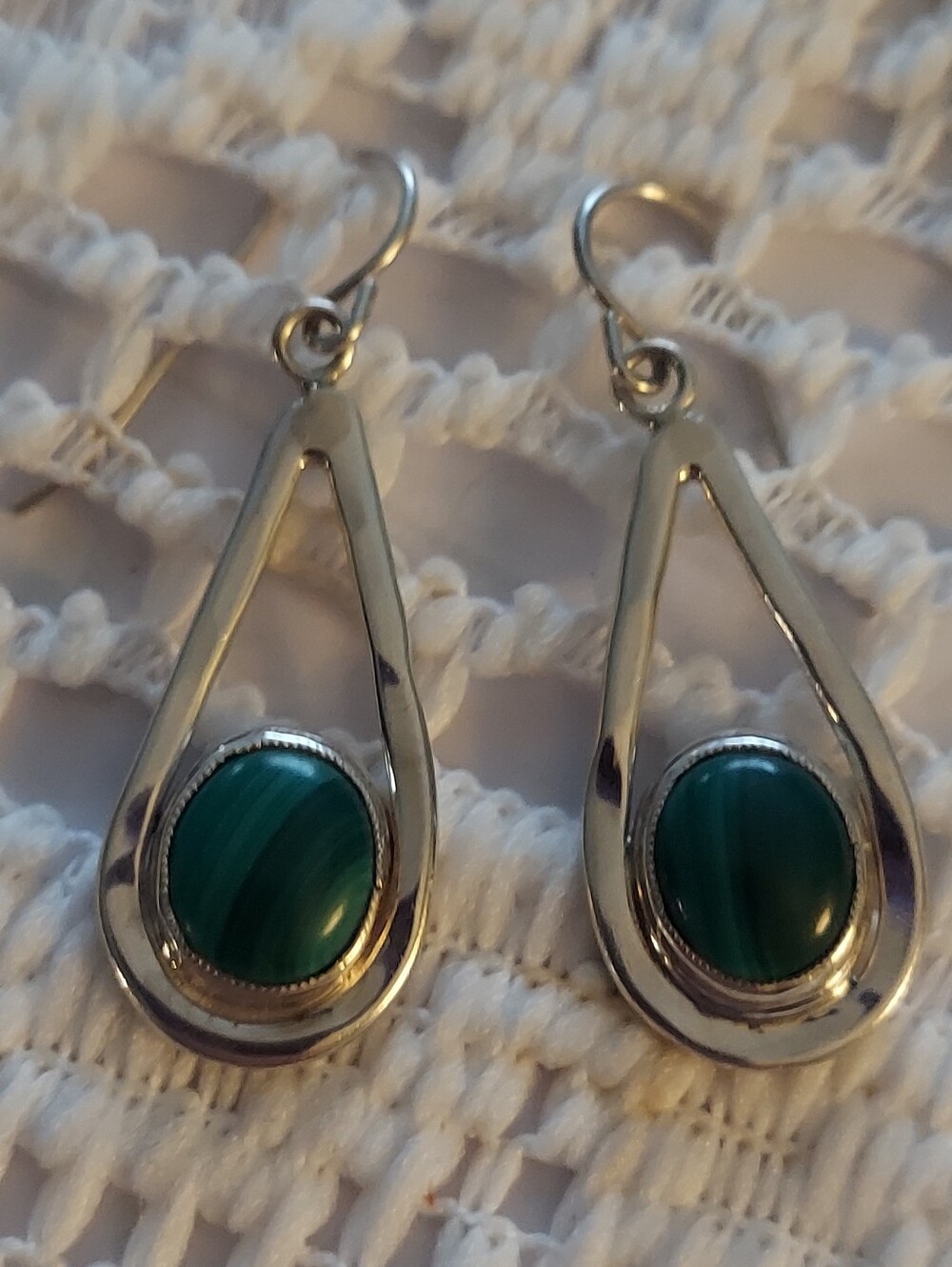Sterling Silver and Malachite Earrings